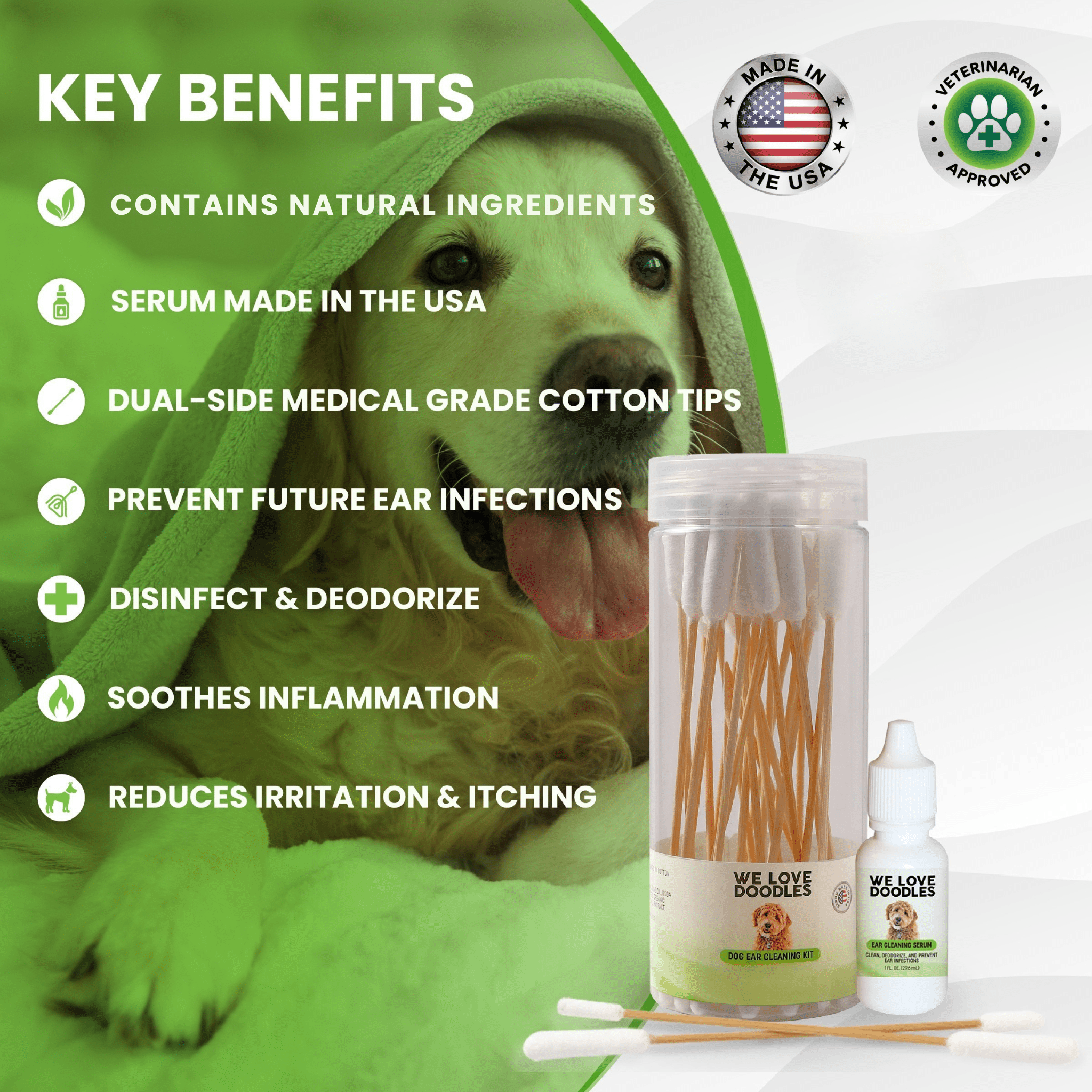Curated visual reference: Dog Ear Cleaning Kit Natural Serum Swabs For Healthy Ears Photo Inspiration