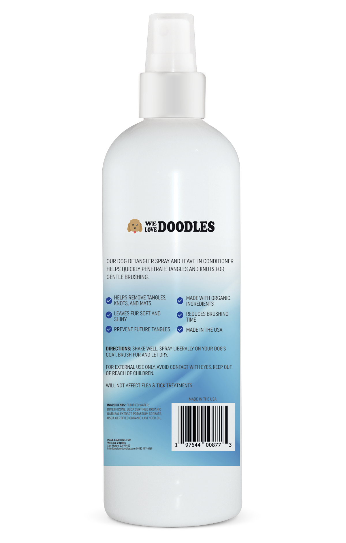 Dog Detangler Spray (Ocean Breeze Scent) We Love Doodles