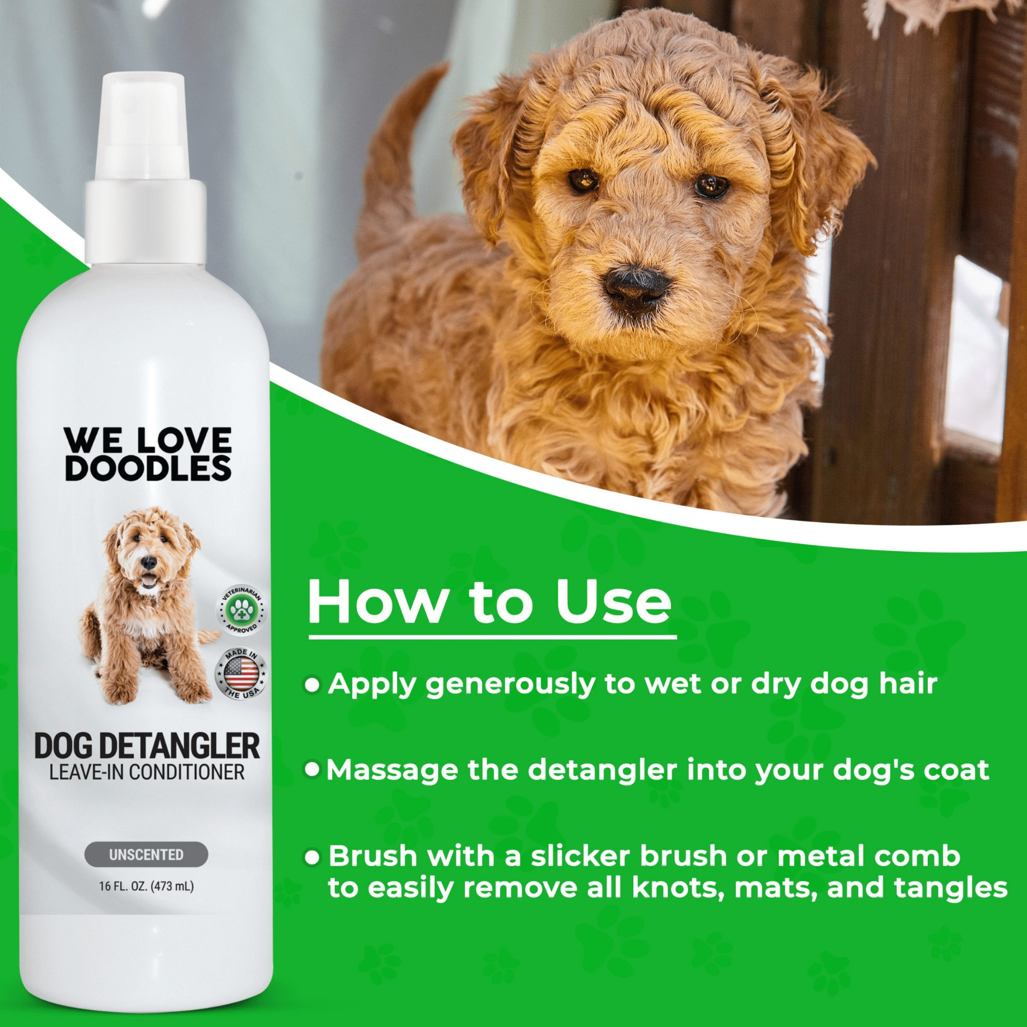 Dog Detangler Spray (Unscented) | Hypoallergenic Leave-In Grooming