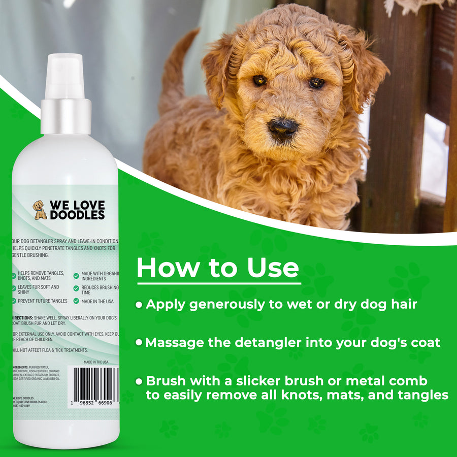 Slicker Brush & Detangler Spray Bundle & Dog Grooming Bag