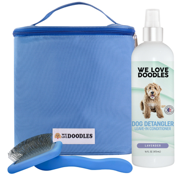 Slicker Brush & Detangler Spray Bundle & Dog Grooming Bag